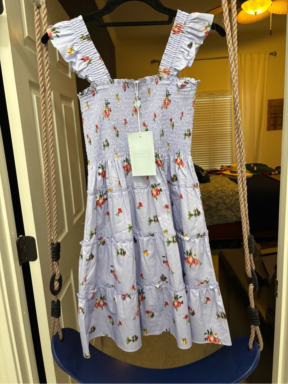 Smocked Lavender Floral Tiered Dress for Kids - Ruffle Strap Casual Sundress